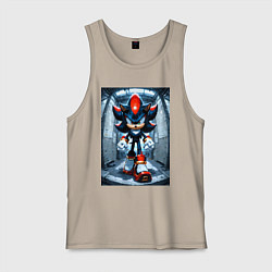 Майка мужская хлопок Ежик Шедоу сурово идёт, цвет: миндальный