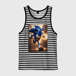 Майка мужская хлопок Бегущий Соник, цвет: черная тельняшка