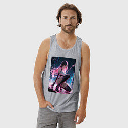 Майка мужская хлопок Тифа Локхарт из Final Fantasy VII в стиле киберпан, цвет: меланж — фото 2