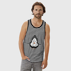 Майка мужская хлопок Cartoon penguin character, цвет: черная тельняшка — фото 2