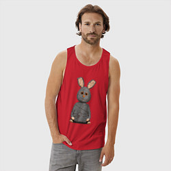 Майка мужская хлопок Cartoon hare character, цвет: красный — фото 2
