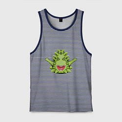 Майка мужская хлопок Cartoon monster with spikes green, цвет: синяя тельняшка
