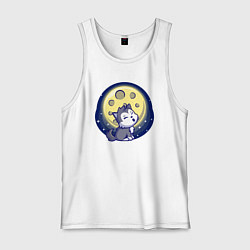 Майка мужская хлопок Moon wolf, цвет: белый