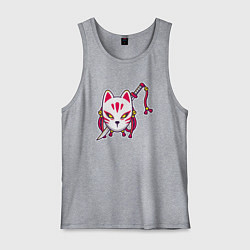 Майка мужская хлопок Кошка самурай, цвет: меланж