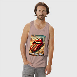 Майка мужская хлопок Rolling Stones - logo transformation, цвет: пыльно-розовый — фото 2