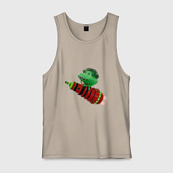 Мужская майка Зеленый монстр на красной ракете