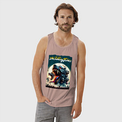 Майка мужская хлопок Волки Роллинг Стоунз - фантазия, цвет: пыльно-розовый — фото 2