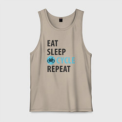 Майка мужская хлопок Еда сон велик, цвет: миндальный