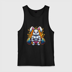 Майка мужская хлопок Gym bunny barbell, цвет: черный