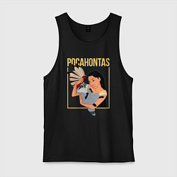 Майка мужская хлопок Покахонтас с енотом, цвет: черный