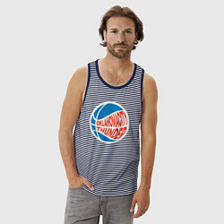 Майка мужская хлопок Oklahoma Thunder, цвет: синяя тельняшка — фото 2