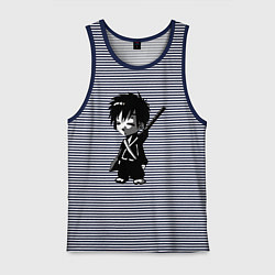 Майка мужская хлопок Маленький воин-самурай, цвет: синяя тельняшка