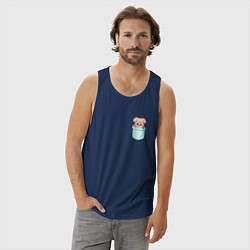 Майка мужская хлопок PuppyM in pocket, цвет: тёмно-синий — фото 2