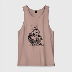 Майка мужская хлопок Векторный паровоз, цвет: пыльно-розовый