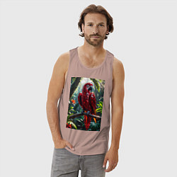 Майка мужская хлопок Попугай из драгоценных камней, цвет: пыльно-розовый — фото 2