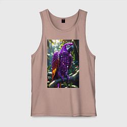 Майка мужская хлопок Попугай из драгоценных камней, цвет: пыльно-розовый