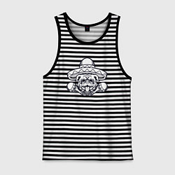 Майка мужская хлопок Мексиканский бульдог, цвет: черная тельняшка