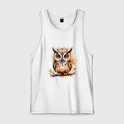 Майка мужская хлопок Акварельная сова, цвет: белый