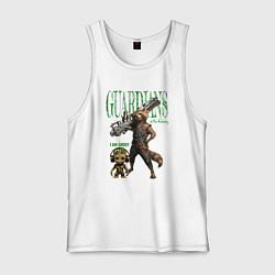Майка мужская хлопок Малыш грут и енот ракета из стражи галактики, цвет: белый
