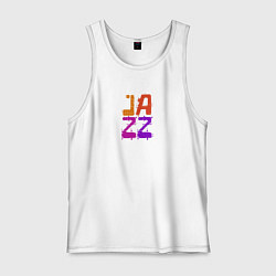 Майка мужская хлопок Jazz text art in color, цвет: белый