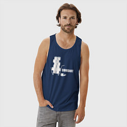 Майка мужская хлопок Ковид идиот, цвет: тёмно-синий — фото 2