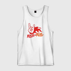 Майка мужская хлопок Rock and roll fire, цвет: белый