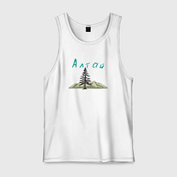 Майка мужская хлопок Природа Алтая, цвет: белый