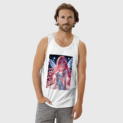 Майка мужская хлопок Сияющая фея с крыльями и бабочками, цвет: белый — фото 2