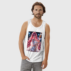 Майка мужская хлопок Сияющая фея с крыльями и бабочками, цвет: белый — фото 2