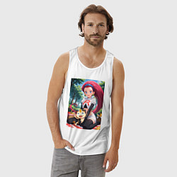 Майка мужская хлопок Джесси и Мяут на пикнике, цвет: белый — фото 2