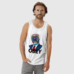 Майка мужская хлопок Trump obey, цвет: белый — фото 2