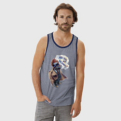 Майка мужская хлопок Ты моя мамочка - Доктор Кто: Are you my mommy, цвет: синяя тельняшка — фото 2