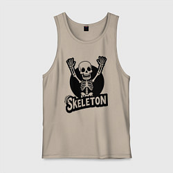Майка мужская хлопок Skeleton с поднятыми руками, цвет: миндальный