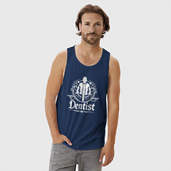 Майка мужская хлопок Стоматолог в круге, цвет: тёмно-синий — фото 2