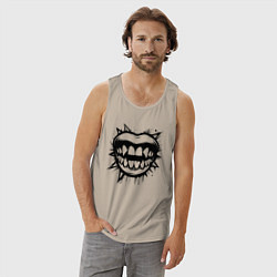 Майка мужская хлопок Кровожадная улыбка, цвет: миндальный — фото 2