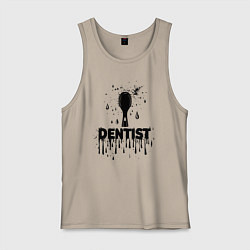 Майка мужская хлопок Стоматолог зубная щетка, цвет: миндальный