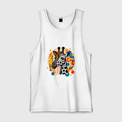 Майка мужская хлопок Абстракция жираф в точечку, цвет: белый