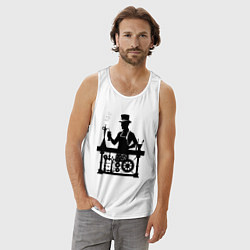Майка мужская хлопок Бармен стимпанк, цвет: белый — фото 2