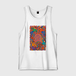 Майка мужская хлопок Astro психоделический рисунок, цвет: белый