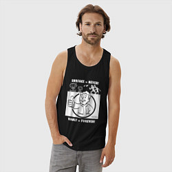 Майка мужская хлопок Поверхность никогда - убежище навсегда, цвет: черный — фото 2