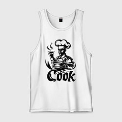 Майка мужская хлопок Повар готовит блюдо, цвет: белый