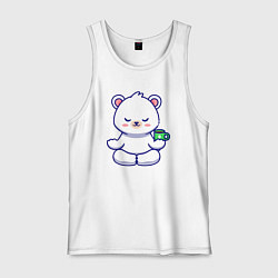 Майка мужская хлопок Bear coffee yoga, цвет: белый