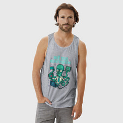 Майка мужская хлопок Все под контролем, осьминог сисадмин, цвет: меланж — фото 2