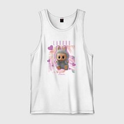 Майка мужская хлопок Лабубу и середечки, цвет: белый