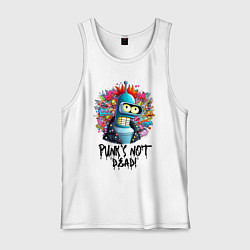 Мужская майка Бендер с красным хайером - панк жив