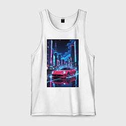 Мужская майка Вишневый спорткар по мокрой дороге