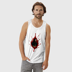 Майка мужская хлопок Bones в красной капле, цвет: белый — фото 2