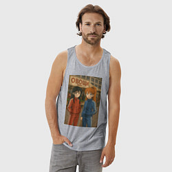 Майка мужская хлопок Аниме рынок в стиле 90х, цвет: меланж — фото 2