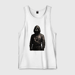 Майка мужская хлопок Игра в кальмара - черный страж, цвет: белый