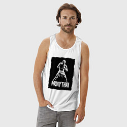 Майка мужская хлопок Муай тай сила и мощь, цвет: белый — фото 2